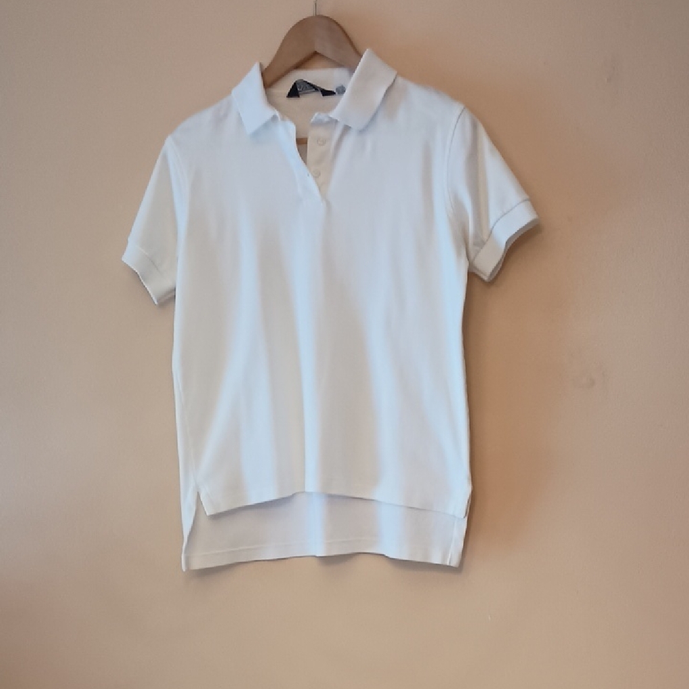 *3 For 10* Lands' End Women's Classic White Polo Shirt, Pit To Pit 20.5", Sz L
